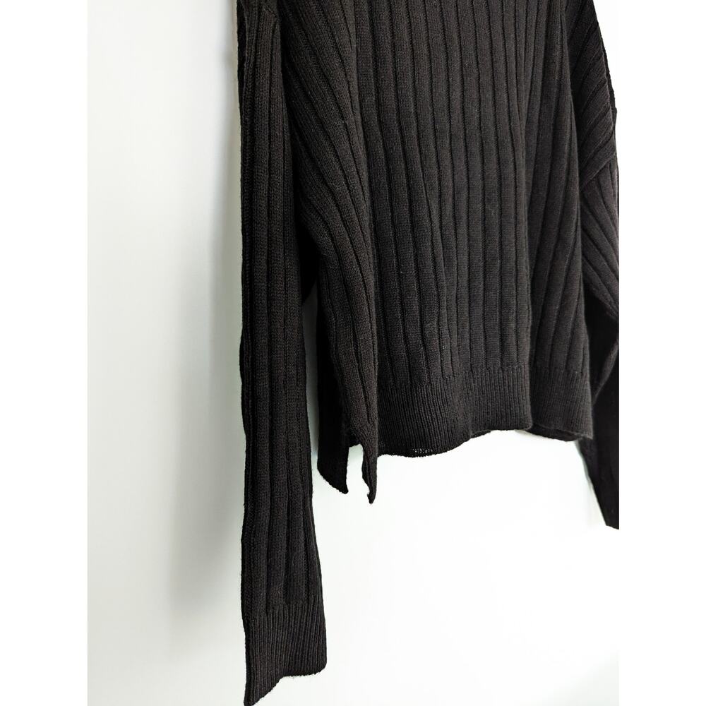 Womens Black Knit Funnel Neck Sweater - Picture 9 of 12